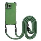For iPhone 14 Pro Four-corner Shockproof TPU Phone Case with Lanyard(Green) - 1