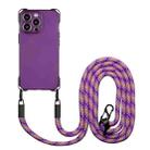 For iPhone 14 Pro Four-corner Shockproof TPU Phone Case with Lanyard(Purple) - 1