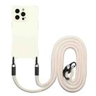 For iPhone 14 Pro Max Four-corner Shockproof TPU Phone Case with Lanyard(White) - 1