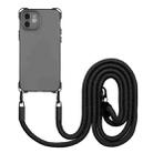 For iPhone 12 Four-corner Shockproof TPU Phone Case with Lanyard(Black) - 1
