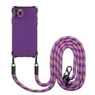 For iPhone 11 Pro Max Four-corner Shockproof TPU Phone Case with Lanyard(Purple) - 1