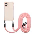 For iPhone 11 Four-corner Shockproof TPU Phone Case with Lanyard(Pink) - 1