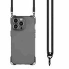 For iPhone 16 Pro Max Four-corner Shockproof TPU Phone Case with Lanyard(Black) - 2