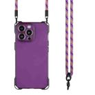 For iPhone 16 Pro Max Four-corner Shockproof TPU Phone Case with Lanyard(Purple) - 2