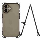 For iPhone 16 Plus Four-corner Shockproof TPU Phone Case with Lanyard(Black) - 1