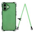 For iPhone 16 Four-corner Shockproof TPU Phone Case with Lanyard(Green) - 1