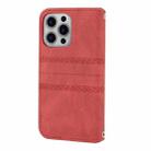 For iPhone 16 Pro Max Embossed Stripes Skin Feel Leather Phone Case(Red) - 3