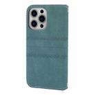 For iPhone 16 Pro Max Embossed Stripes Skin Feel Leather Phone Case(Dark Green) - 3