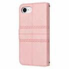 For iPhone SE 2024 Embossed Stripes Skin Feel Leather Phone Case(Pink) - 3