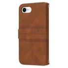 For iPhone SE 2024 Embossed Stripes Skin Feel Leather Phone Case(Brown) - 3
