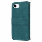 For iPhone SE 2024 Embossed Stripes Skin Feel Leather Phone Case(Dark Green) - 3