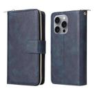 For iPhone 16 Pro Max 9 Card Slots Zipper Wallet Bag Leather Phone Case(Blue) - 2