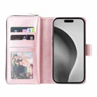 For iPhone 16 Pro Max 9 Card Slots Zipper Wallet Bag Leather Phone Case(Rose Gold) - 3