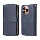 For iPhone 16 Pro 9 Card Slots Zipper Wallet Bag Leather Phone Case(Blue) - 2