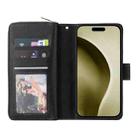 For iPhone 16 Pro 9 Card Slots Zipper Wallet Bag Leather Phone Case(Black) - 3