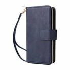 For iPhone 16 Plus 9 Card Slots Zipper Wallet Bag Leather Phone Case(Blue) - 2