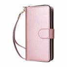 For iPhone 16 Plus 9 Card Slots Zipper Wallet Bag Leather Phone Case(Rose Gold) - 2