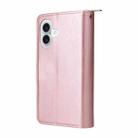 For iPhone 16 Plus 9 Card Slots Zipper Wallet Bag Leather Phone Case(Rose Gold) - 3