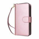 For iPhone 16 9 Card Slots Zipper Wallet Bag Leather Phone Case(Rose Gold) - 2