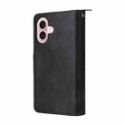 For iPhone 16 9 Card Slots Zipper Wallet Bag Leather Phone Case(Black) - 3
