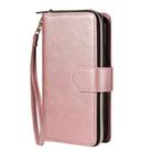 For iPhone 16e 9 Card Slots Zipper Wallet Bag Leather Phone Case(Rose Gold) - 2