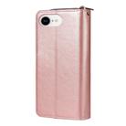 For iPhone 16e 9 Card Slots Zipper Wallet Bag Leather Phone Case(Rose Gold) - 3