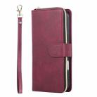 For iPhone 17 Pro Max 9 Card Slots Zipper Wallet Bag Leather Phone Case(Wine Red) - 2