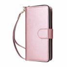 For iPhone 17 9 Card Slots Zipper Wallet Bag Leather Phone Case(Rose Gold) - 2