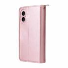 For iPhone 17 9 Card Slots Zipper Wallet Bag Leather Phone Case(Rose Gold) - 3