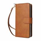 For iPhone 17 9 Card Slots Zipper Wallet Bag Leather Phone Case(Brown) - 2