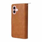 For iPhone 17 9 Card Slots Zipper Wallet Bag Leather Phone Case(Brown) - 3
