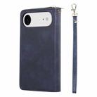 For iPhone 17 Air 9 Card Slots Zipper Wallet Bag Leather Phone Case(Blue) - 3