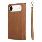 For iPhone 17 Air 9 Card Slots Zipper Wallet Bag Leather Phone Case(Brown) - 3