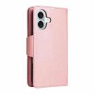 For iPhone 16 Rivet Buckle 9 Cards Three Fold Leather Phone Case(Rose Gold) - 3