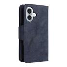 For iPhone 16 Rivet Buckle 9 Cards Three Fold Leather Phone Case(Blue) - 3