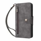 For iPhone 16 Rivet Buckle 9 Cards Three Fold Leather Phone Case(Grey) - 2