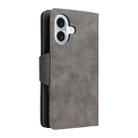 For iPhone 16 Rivet Buckle 9 Cards Three Fold Leather Phone Case(Grey) - 3