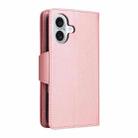 For iPhone 16 Plus Rivet Buckle 9 Cards Three Fold Leather Phone Case(Rose Gold) - 3