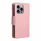 For iPhone 16 Pro Max Rivet Buckle 9 Cards Three Fold Leather Phone Case(Rose Gold) - 3