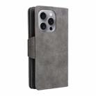 For iPhone 16 Pro Max Rivet Buckle 9 Cards Three Fold Leather Phone Case(Grey) - 3