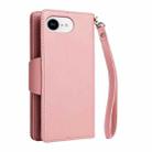 For iPhone 16e Rivet Buckle 9 Cards Three Fold Leather Phone Case(Rose Gold) - 3