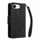 For iPhone 16e Rivet Buckle 9 Cards Three Fold Leather Phone Case(Black) - 3