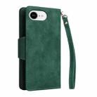 For iPhone 16e Rivet Buckle 9 Cards Three Fold Leather Phone Case(Green) - 3