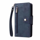 For iPhone 16e Rivet Buckle 9 Cards Three Fold Leather Phone Case(Blue) - 2
