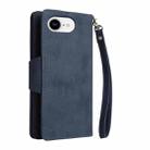 For iPhone 16e Rivet Buckle 9 Cards Three Fold Leather Phone Case(Blue) - 3