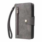 For iPhone 16e Rivet Buckle 9 Cards Three Fold Leather Phone Case(Grey) - 2