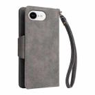 For iPhone 16e Rivet Buckle 9 Cards Three Fold Leather Phone Case(Grey) - 3