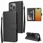 For iPhone 15 Pro Multifunctional Horizontal Flip Leather Phone Case with Three Card Slot(Black) - 1