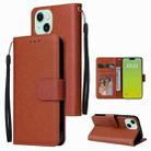 For iPhone 15 Multifunctional Horizontal Flip Leather Phone Case with Three Card Slot(Brown) - 1
