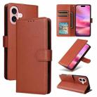 For iPhone 16 Multifunctional Horizontal Flip Leather Phone Case with Three Card Slots(Brown) - 1